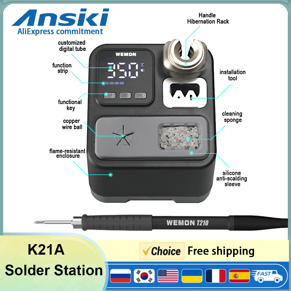 Soldering Iron Temperature Probe - ANSIKI K21A T210 납땜 스테이션 100-480