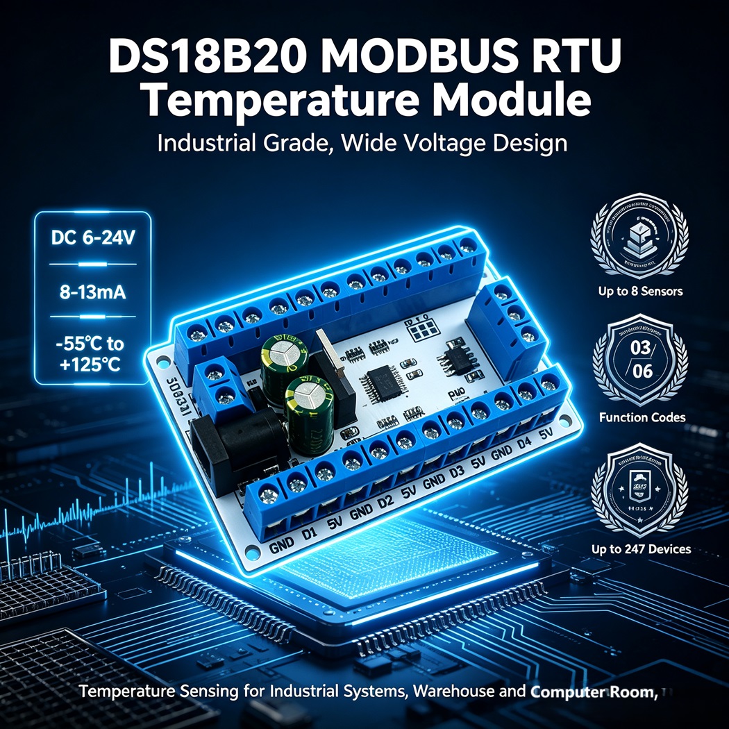 Ds18B20 - 8채널 DS18B20 온도 감지 모듈, Modbus