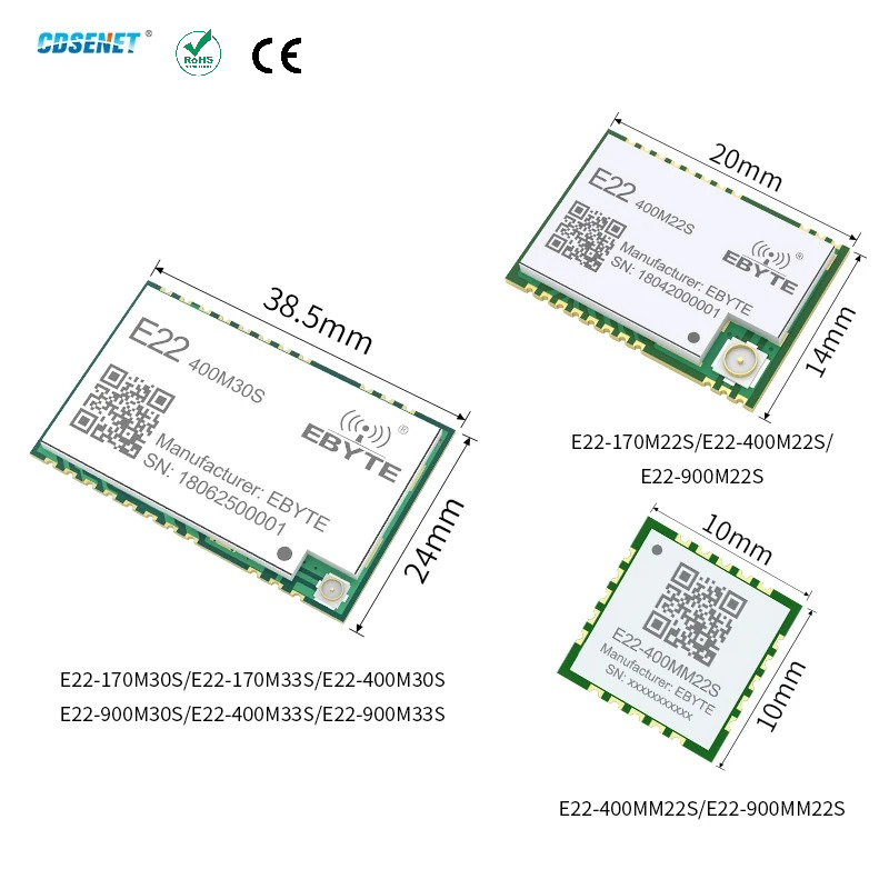 Lora Rfm95 - 170/433/868/915Mhz LoRa SX1262 무선 트랜시버 CDSENET