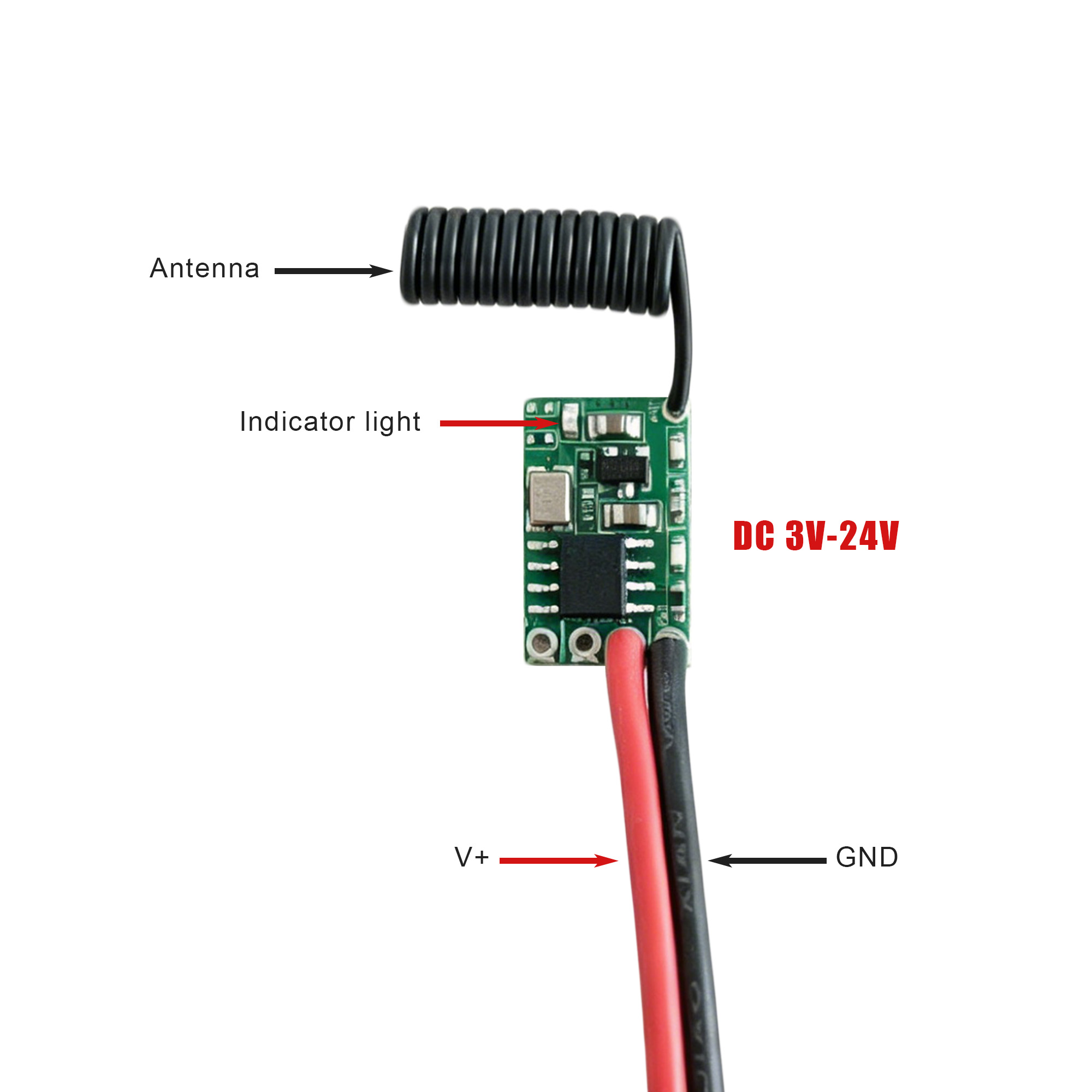 Ir Remote Module - 433.92MHz 3-24V 전원 켜기 트리거 RF