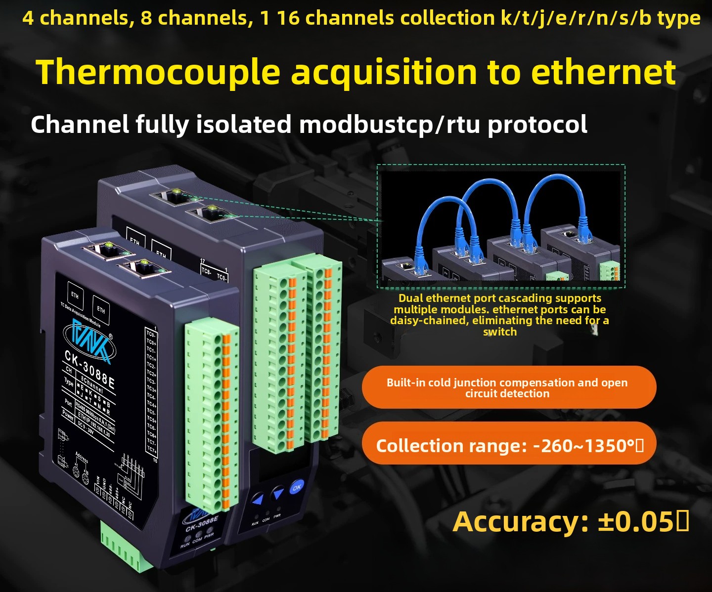 8CH 완전 절연 K형 열전대 열저항 온도 모듈 이더넷 - Thermocouple Module K Type 리뷰 및 가격